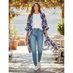 NWT Blue Floral Kimono Top
